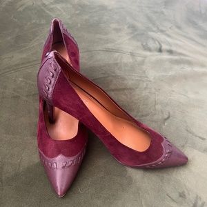 Coach pumps - suede and leather - eggplant - size 9.5